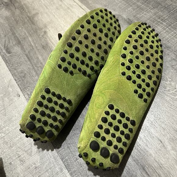 Etro Milano Green Suede Driving Shoes Paisley Bow Tie Loafer Slip Ons RARE Sz 42 - Picture 6 of 8